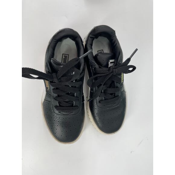 Puma Carina Platform Black Leather Sneakers Toddler Girl’s US Size 12C - Picture 4 of 8